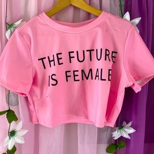 Pink Crop Top “FUTURE IS FEMALE” Print